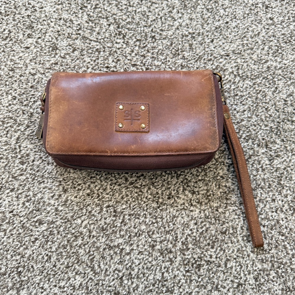 STS Women's Brown Organizer Clutch Wallet Credit Card Slots Zip Coin Pocket